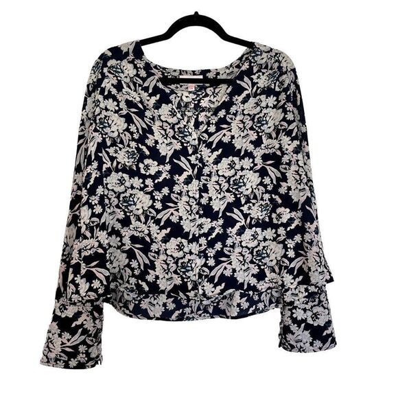 Bongo NWT floral bell sleeve blouse size large - Picture 1 of 12